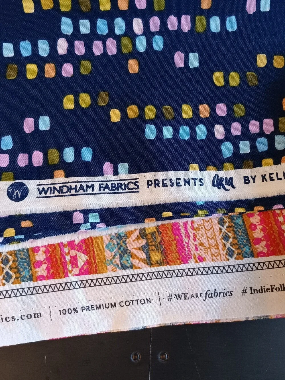Fabric coordinating prints cotton = 3 yards  + buttons (set)